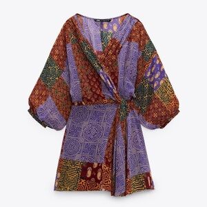 Zara patchwork print dress